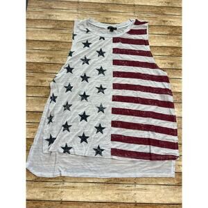 Dillard's mm mm mm American Flag Open Sided Tank Top Cover Up Medium
